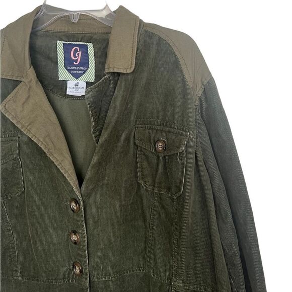 Caribbean Joe Olive Green Y2K Slouchy Corduroy Button Shacket XL - Picture 6 of 12